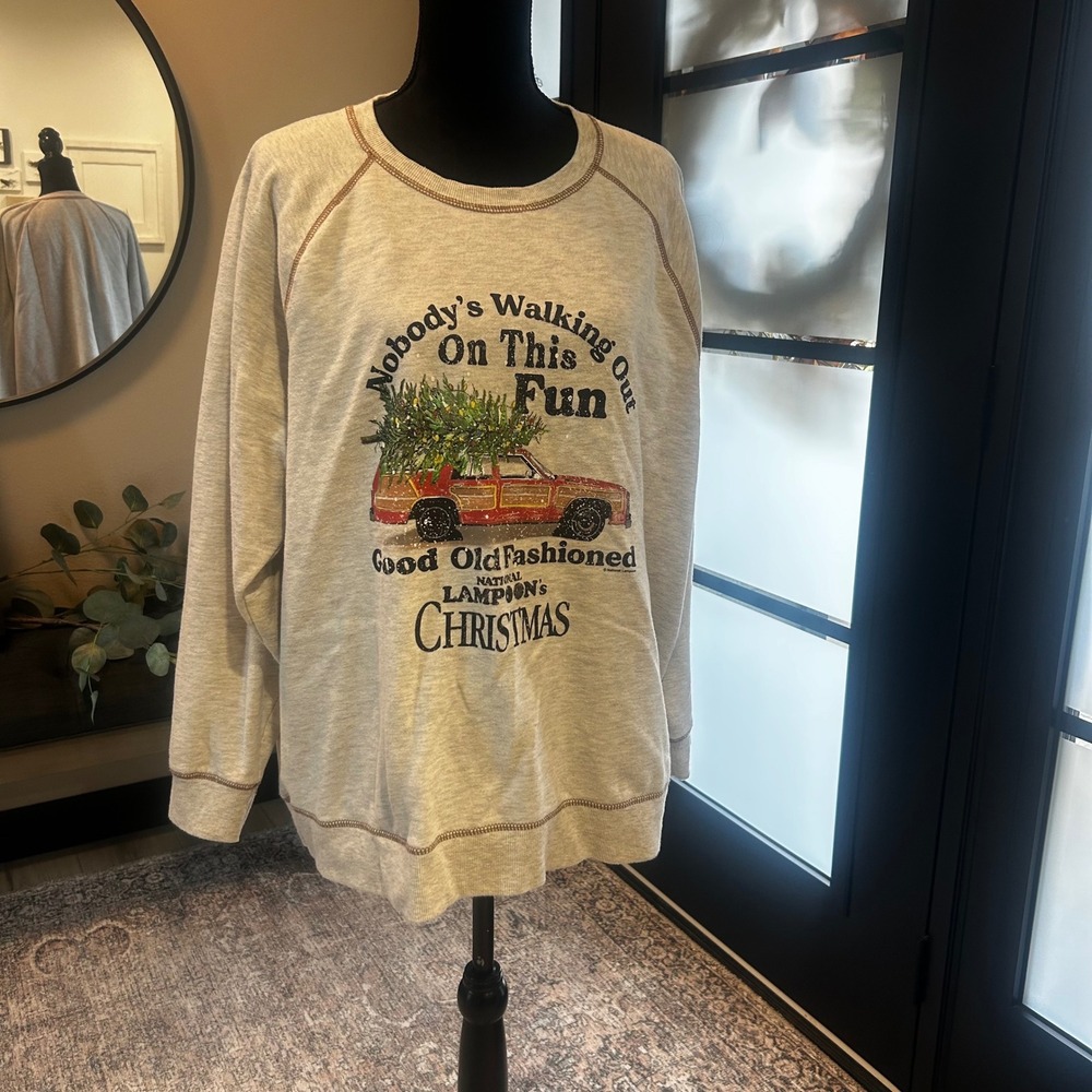 National Lampoon Christmas Vacation Sweatshirt Womens 2X Gray Graphic Pullover